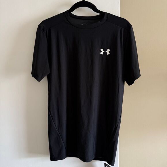 Under Armour HeatGear Men's Compression Short Sleeve Black White XL - Picture 1 of 12